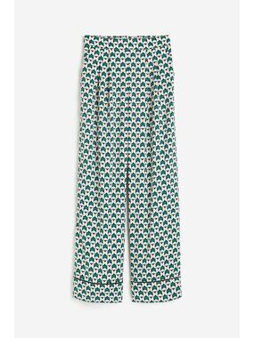 H&M Geometric Green Silky Wide Leg Pants Size US 8 NEW NWOT